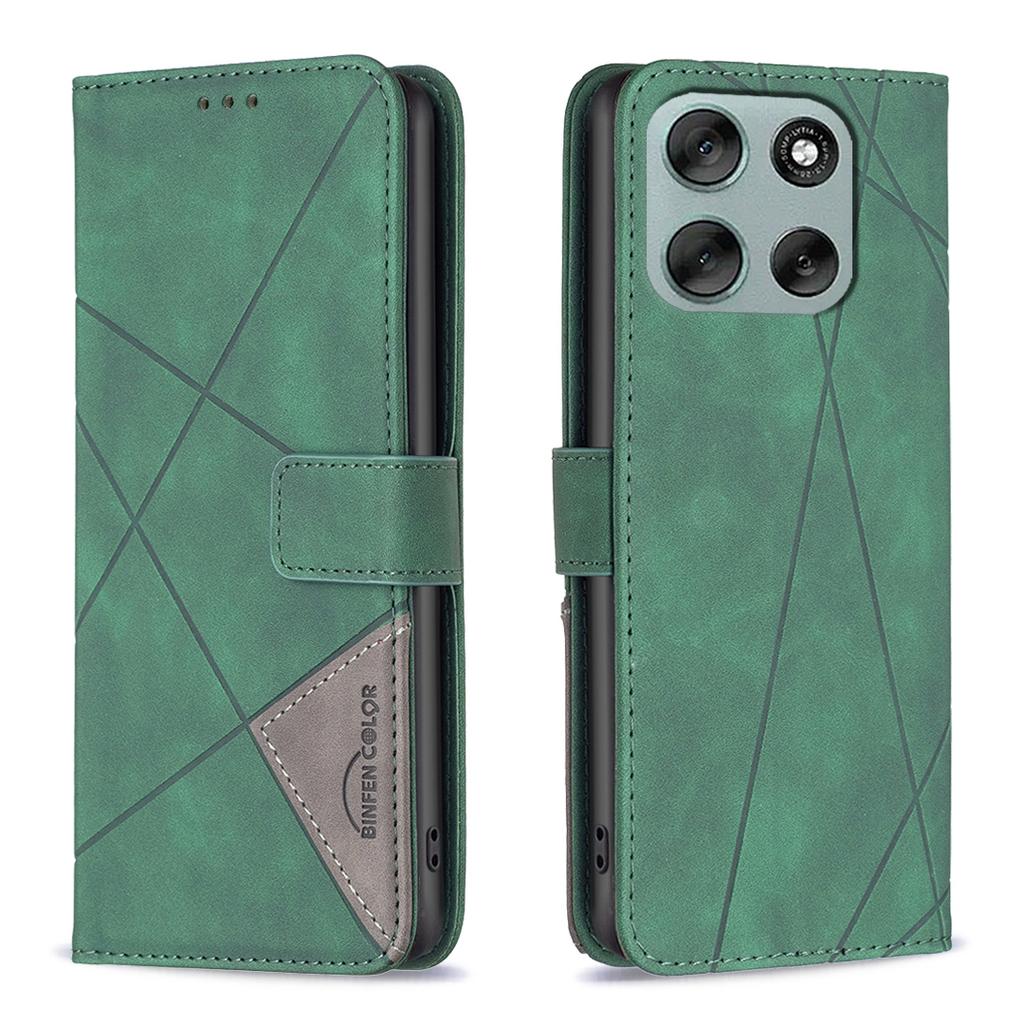 For Motorola Moto G56 5G Telefondeksel BINFEN COLOR Lommebokstativ Geometri Preget Skinncover