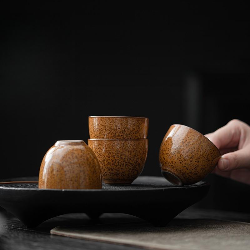 Handmade Retro Coarse Pottery Tea Cup Antique Kiln Transformed Ceramic Master Cup Household Kung Fu Tea Set Tea Cup Single Cup