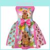Capybara Mädchen Kleid mit Schmetterlingsschleife für Frühling Herbst Kinder Partykleidung