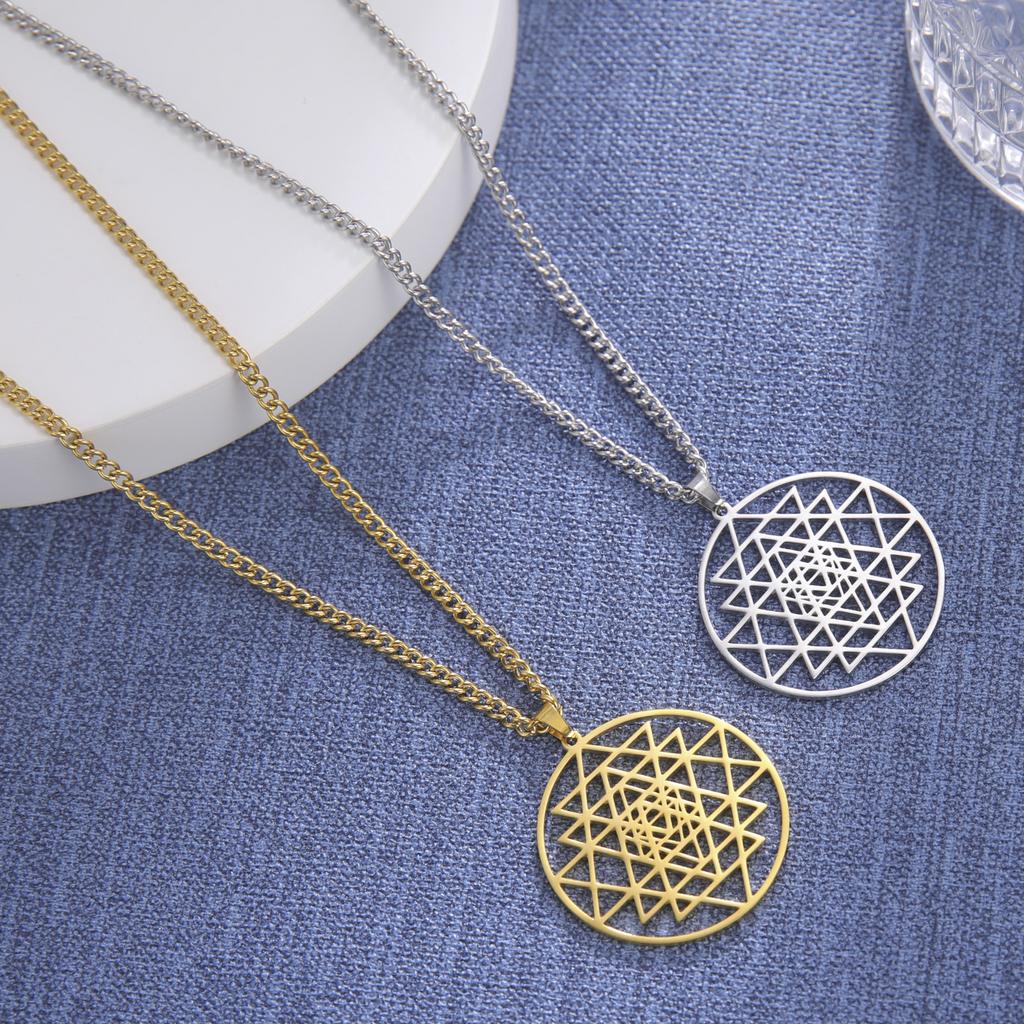 Jeshayuan Sri Yantra Mandalos Talismano Karoliai Moterims Hinduizmas Meditacijos Simbolis Joga Pakabukas Kaklo Grandinėlė