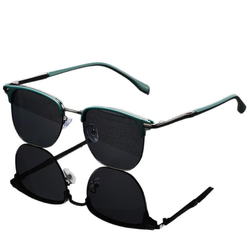 Антикварные зеркальные металлические квадратные солнцезащитные очки - Ретро полуободковая оправа, Модный и стильный дизайн 2025 года Brown