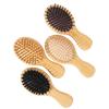 Wide Tooth Mini Portable Bamboo Wood Hair Brush Styling Anti-Static Airbag Cushion Comb with Custom Logo Detangling Brush