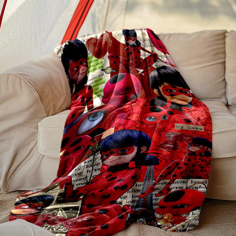 1pc Cozy Print Blanket, Ladybug Blanket Appropriate for Home Picnic and Travel Adventures