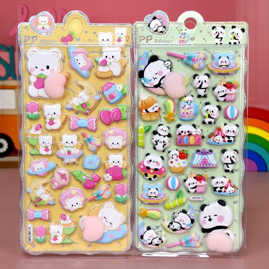 3D Puffy Stickers Panda Rabbit Bear Animal Squishy Stickers for Kids Cute Bubble Butt Stickers for Crafts Phone Case Decor