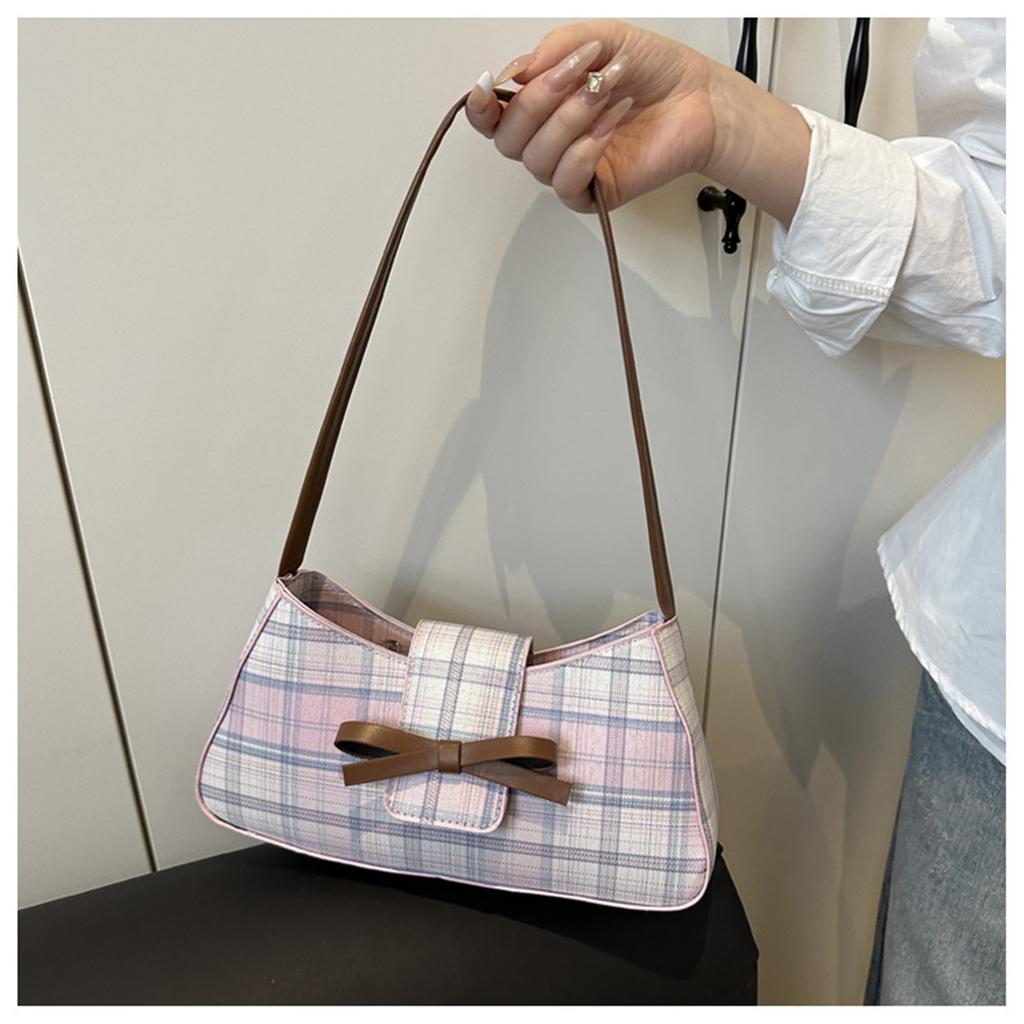 Casual Street Checkered Japanese Trend Simple Fashion Shoulder Armpit Crossbody Bag for Women