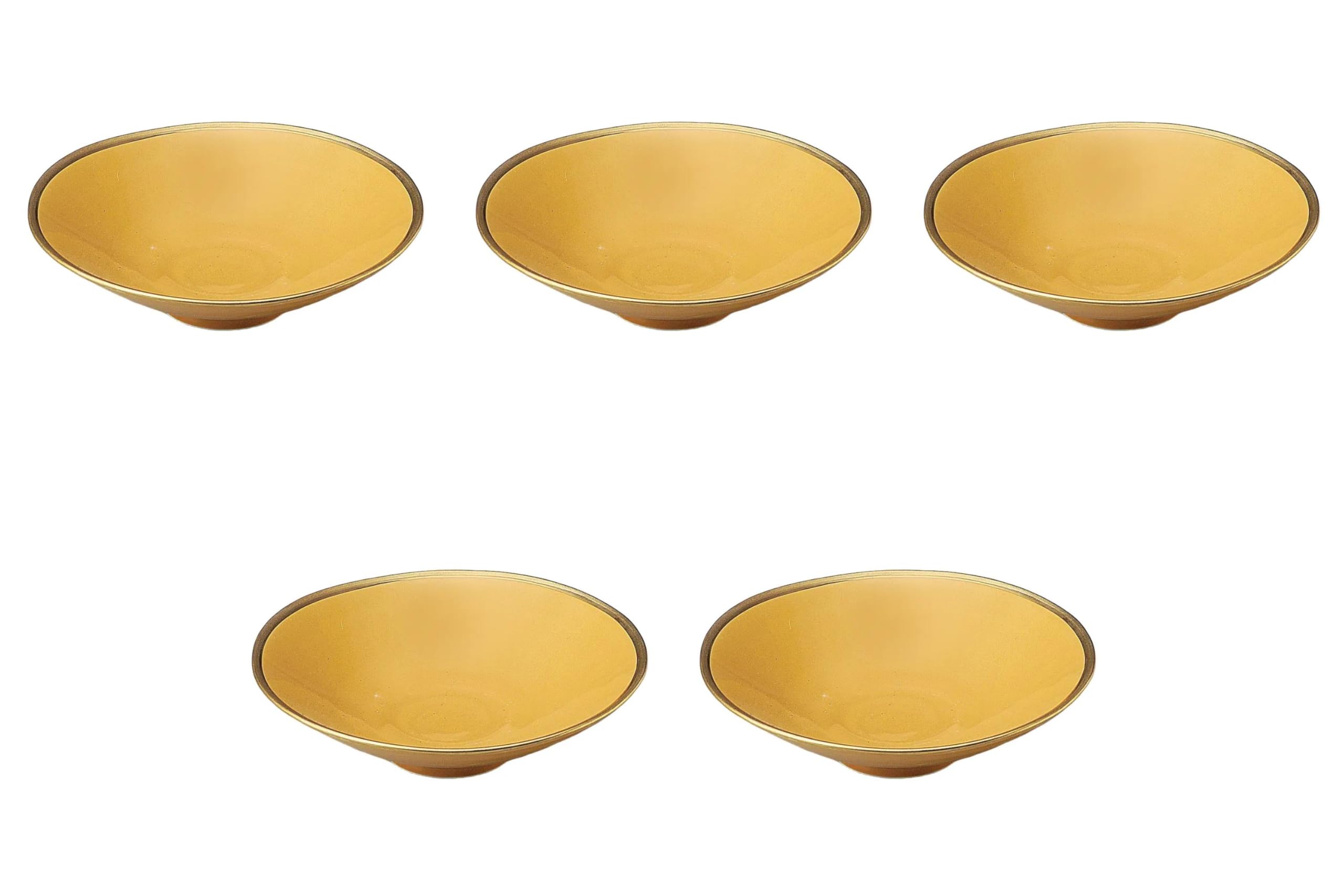 

Set of 5 Gold and Yellow Flat Small Bowls x Arita Ware Bowls by Setomonohonpo Four-Glazed [15.5 4.5cm] Medium-sized