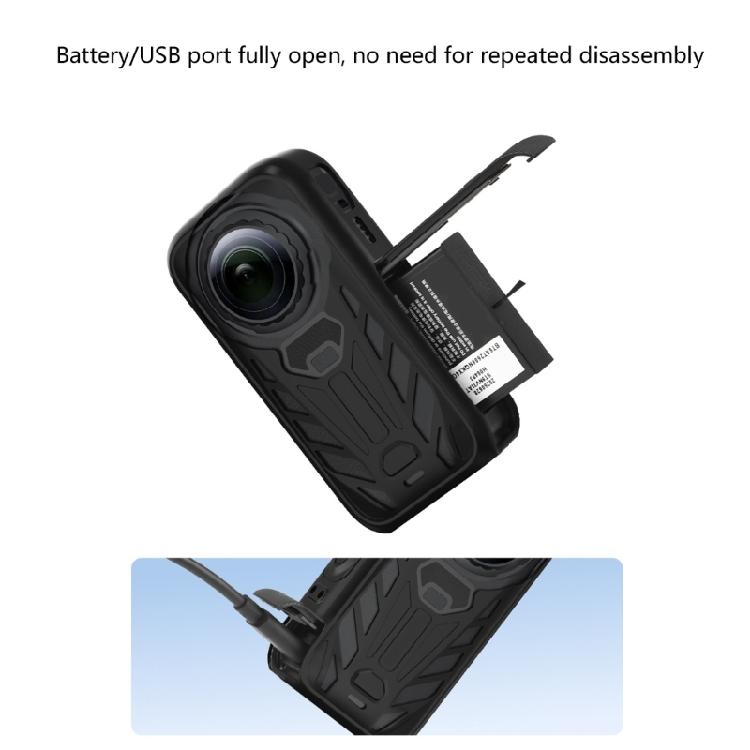 Black Silicone Body Case for X6 Action Camera, Flexible Open-Frame Cover for Everyday Handling, Control Access and Storage
