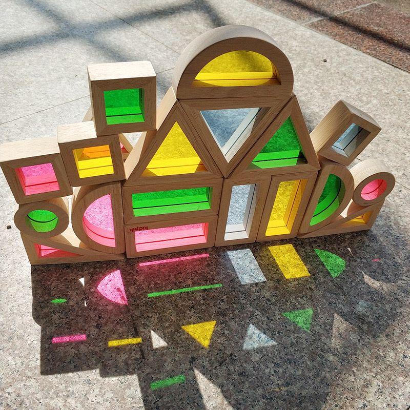 Colored Transparent Building Blocks For Preschool Education Toys Gifts Rainbow Transparent Building Blocks