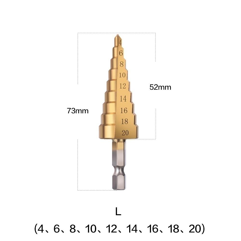 1/4" Hex Shank Step Drill Bit 4-12mm/4-20mm/4-32mm Cone Titanium Coated Metal Hole Cutter HSS High Speed Steel Quick Change