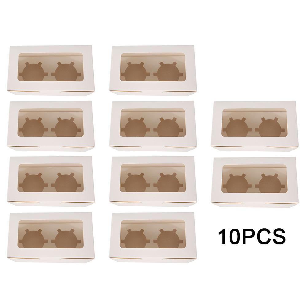 

10pack Cupcake Boxes with Inserts Cake Boxe with Clear Window Cake Holder Bakery Carrier Boxes 2/4/6 Holes Muffin Boxe for Party