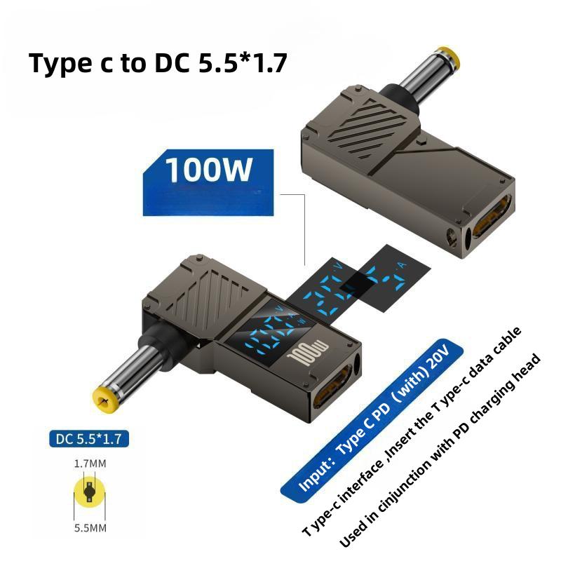 PD100W Type-C to DC Plug Converter USB C to Laptop Charging Adapter Power Charger Connector Tip for Lenovo Asus HP Dell Samsung
