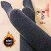 Women's Fleece-Lined Ribbed Cotton Stripe Leggings: Thick High-Waisted Pantyhose for Autumn/Winter, Slimming & Warm.