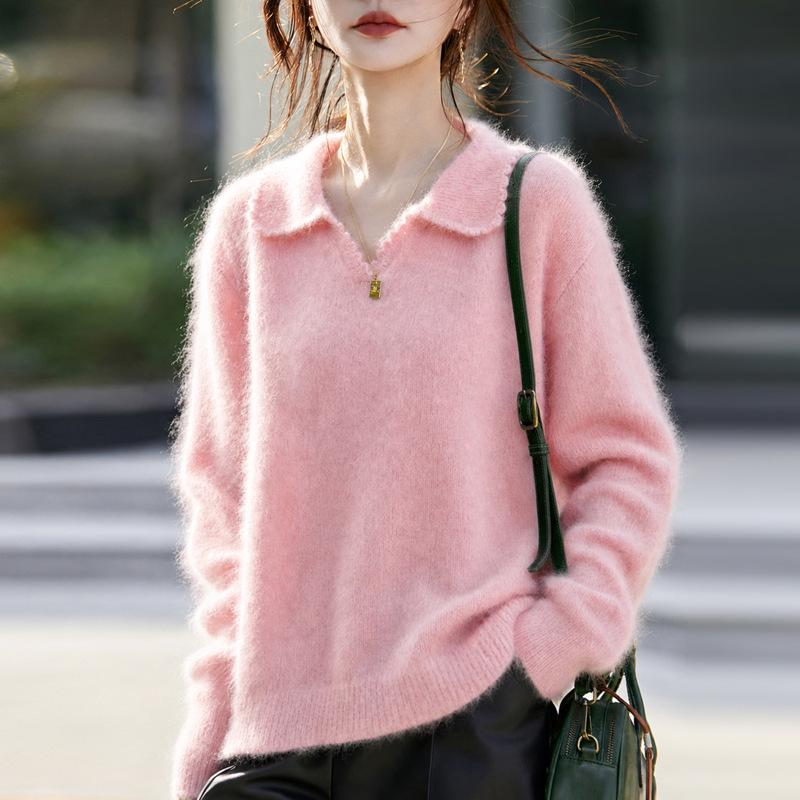 2026 Women's Autumn-Winter Wool Knit Polo Neck Slimming Long Sleeve Top