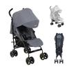 Cochecito Jovikids, Cochecito Plegable Pequeño con Función Reclinable, Cochecito de Viaje Plegable hasta 22 kg Incl. Toldo solar, funda para la lluvia y portavasos (gris)
