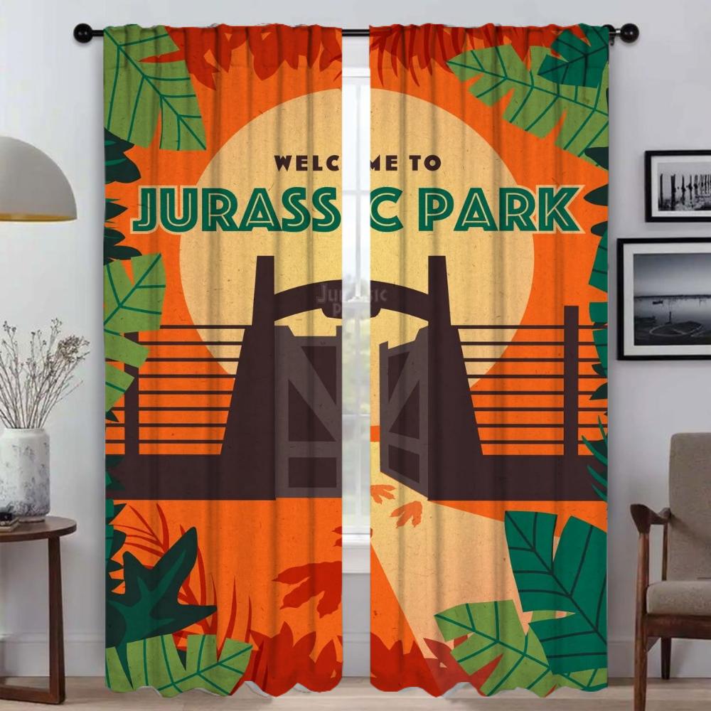 

Юрские парки Тюль для спальни Домашний интерьер Шторы для гостиной Перегородка Затемняющая штора Хэллоуин Украшение Жалюзи W50xH70cmx2pcs-CL