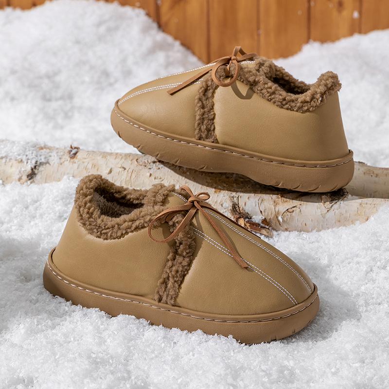 Lamb Wool Waterproof Bag Heel Cotton Shoes Women's Autumn and Winter Outdoor Non-slip Warm Velvet Thickened Fashion Leather Snow Boots