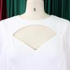 Women Solid High Waist Short Sleeve Pencil Bodycon Office Commute Dress