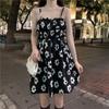 2026 Summer New Large Size French Sweet Spice Girl Waist First Love Floral Fat MM Black Thin Suspender Dress
