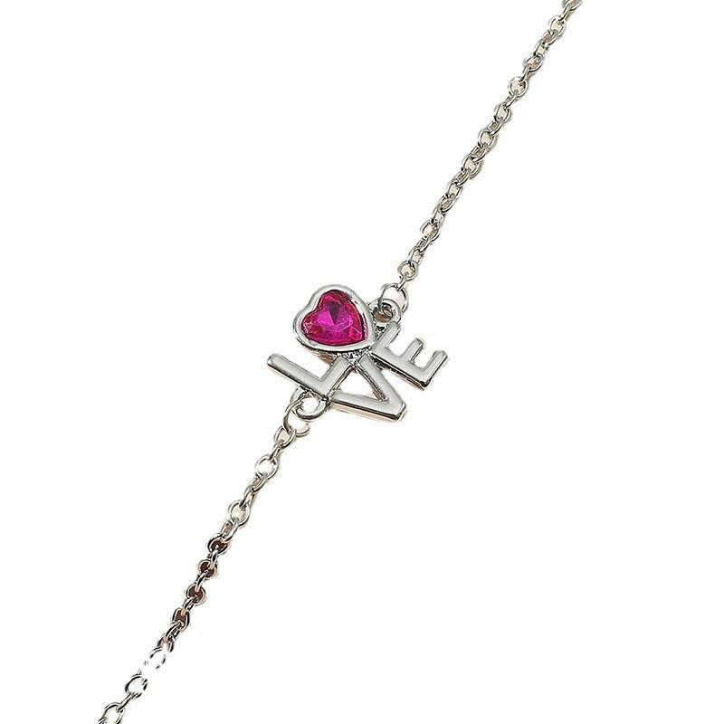 Mori-Style Rhinestone Love Letter Bracelet: Chic Korean Design