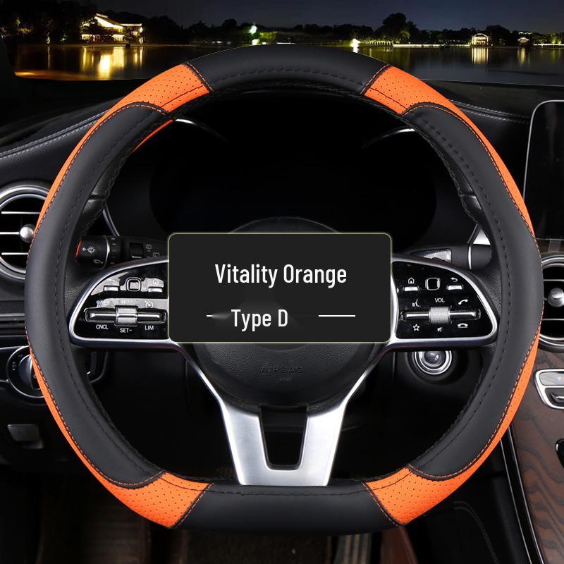 Women's Universal Cartoon Steering Wheel Cover - Four Seasons Carbon Fiber Texture