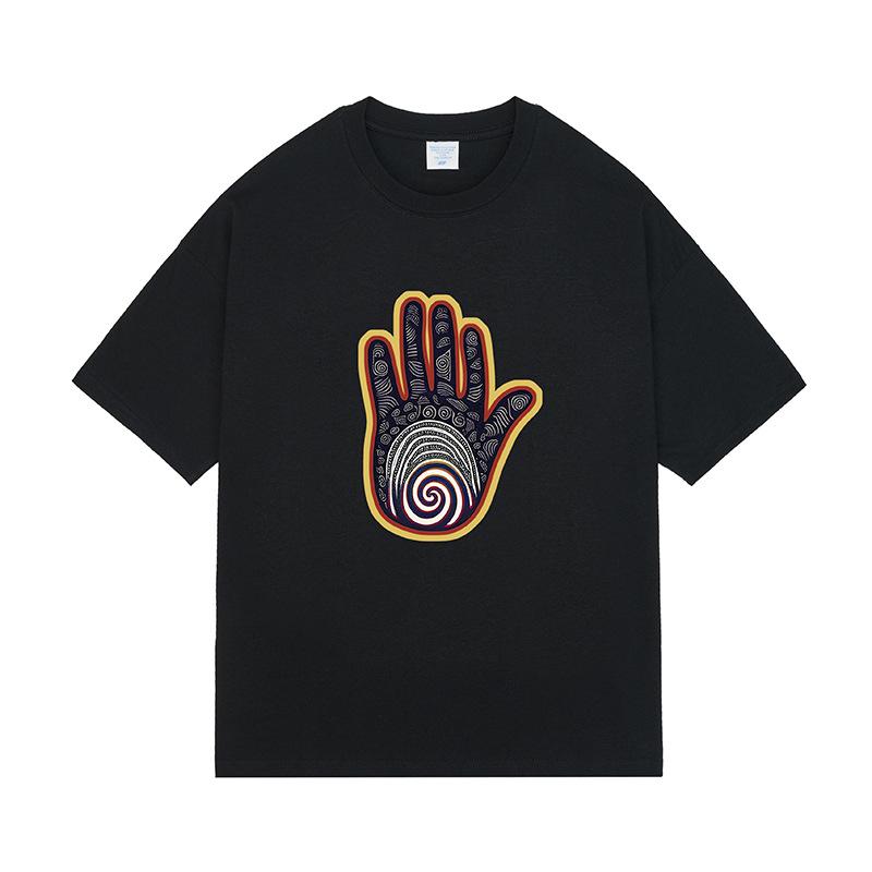 

Мужская летняя американская уличная ретро футболка с короткими рукавами из чистого хлопка для мужчин и женщин XXL чёрный