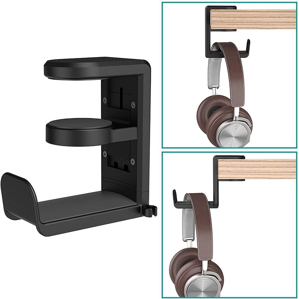 Desk Earphones Holder Universal Adjustable Rotatable Cable Clip Upgraded Arm Clamp Stand Multi Functional Hook Organizer Hooks
