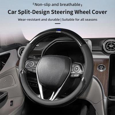 Breathable Leather Steering Wheel Cover For Lada Priora Sedan Sport Kalina Granta Vesta Niva Largus Vaz Samara 2110