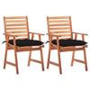 VidaXL Set of 2 Outdoor Dining Chairs with Cushions, Patio Seats, Dining Room Chairs, Patio Furniture 3064342