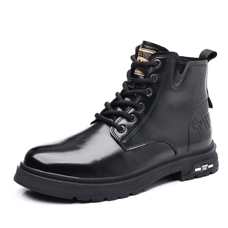 Autumn Early Winter Genuine Leather Shoes Mens Fashion Single Boots Brand Male Ankle Boots Black Brown Non-slip Thick Sole