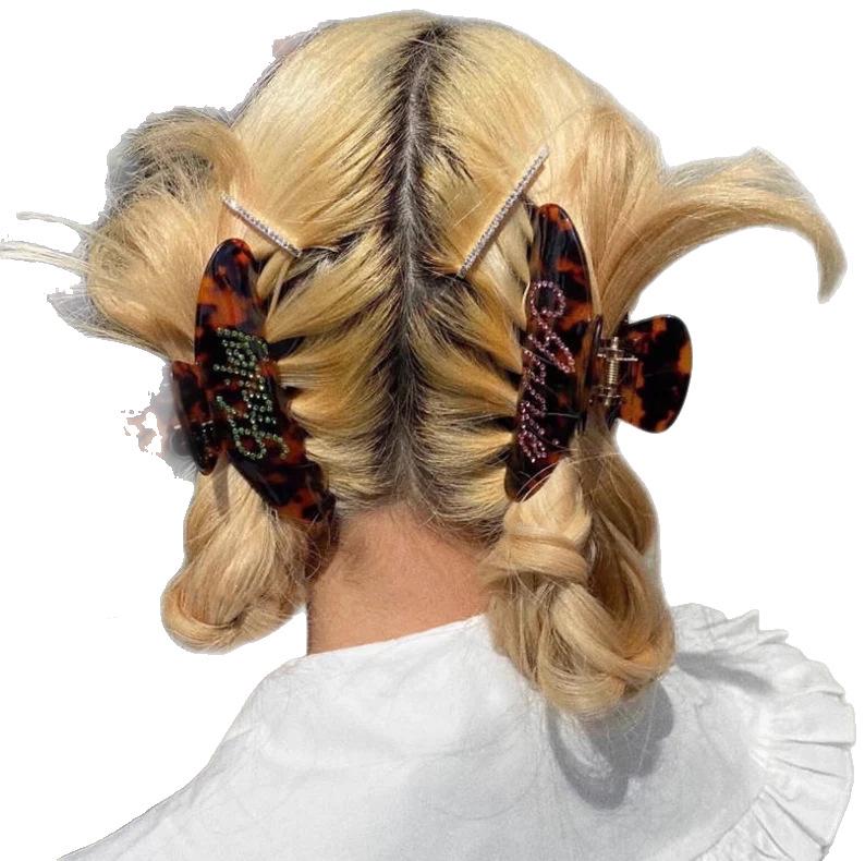 Personalisierte Strass-Buchstaben-Haarspange - Europäischer & Amerikanischer Stil Azetat Hai-Haarklammer