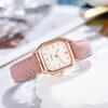 Minimalist Square Womens Quartz Watch With Pu Band For Casual Daily Wear