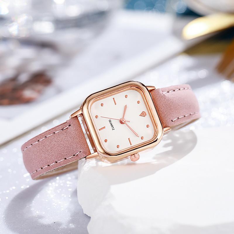 Minimalist Square Womens Quartz Watch With Pu Band For Casual Daily Wear
