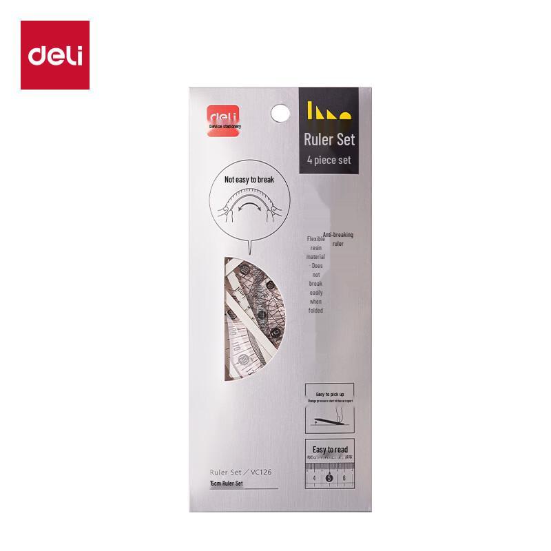 Deli VC126 Anti-Break Geometry Ruler Set