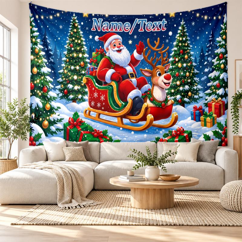 Christmas Printed Tapestry Wall Hanging For Bedroom Living Room Wall Decor Holiday Gift