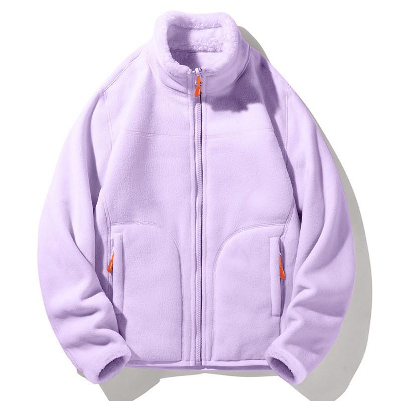 Unisex Fleece Jacket Double-Sided Wearable Warm Outdoor Pullover Hiking Running Cycling Winter