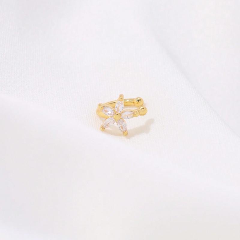 1 Pair Rhinestone Flower Decor Ear Cuff Copper Jewelry Valentines,Mom,Mother,Mother's Day,Gift