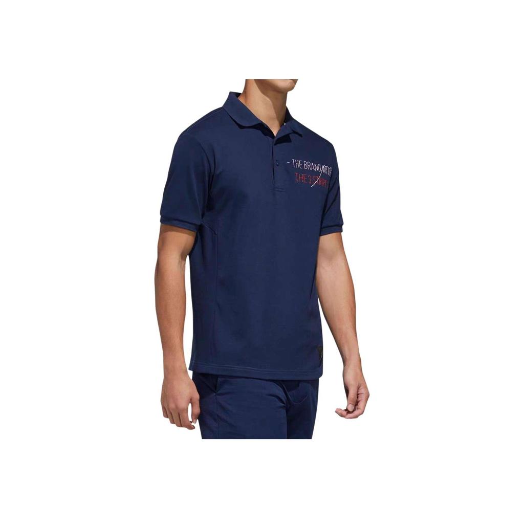 Adidas Moisture-Wicking Polo Shirt With Buttoned Collar And Letter Print Men Polo Shirts Dark-Blue FJ4319