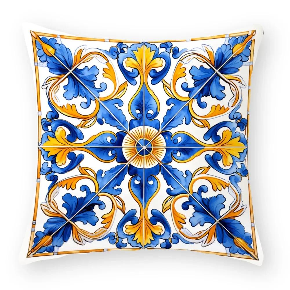 Office Sofa Car Cushion Cover Plant Flower Cat Pattern Luxury Home Decor Pillow Cover