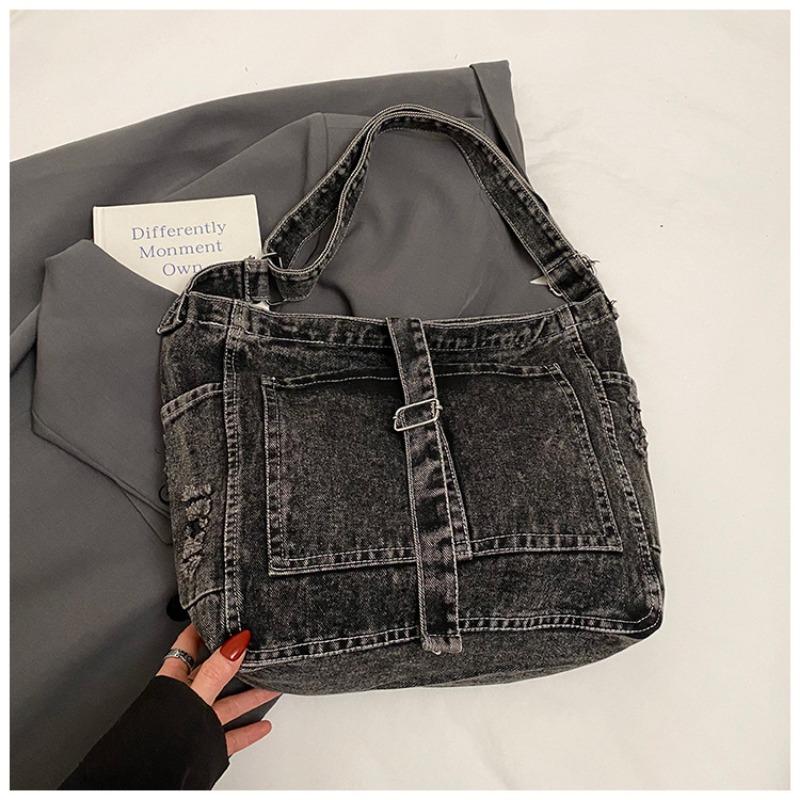 Street Trend Denim Bag Practical Large Capacity Class Commuter Versatile Tote Bag One Shoulder Crossbody Bag Women