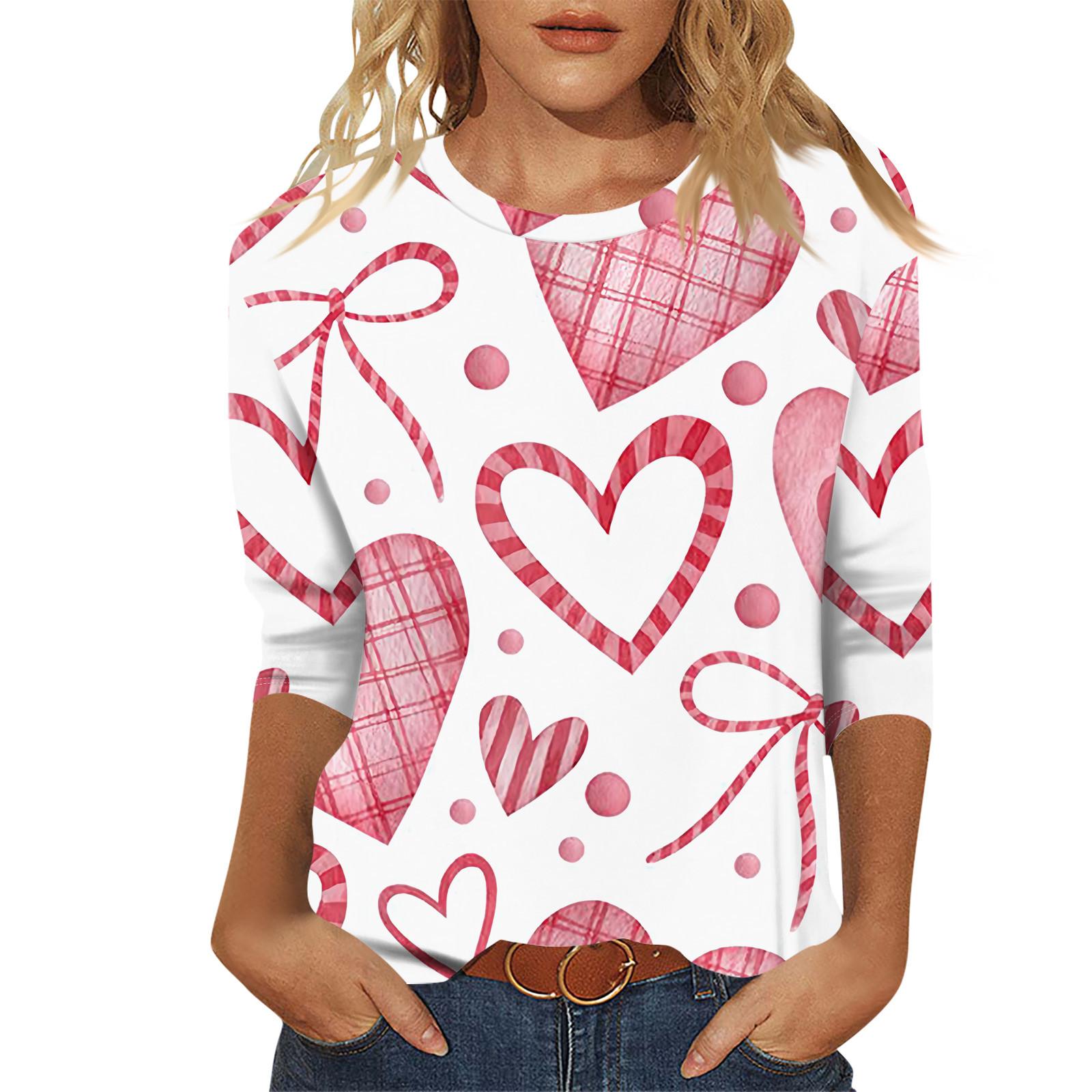 

Женский модный и повседневный свитер с рукавом семь четвертей и принтом ко Дню святого Валентина L белый