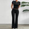 Summer Round Neck Casual Solid Color Slim Short-sleeved Trousers Suit