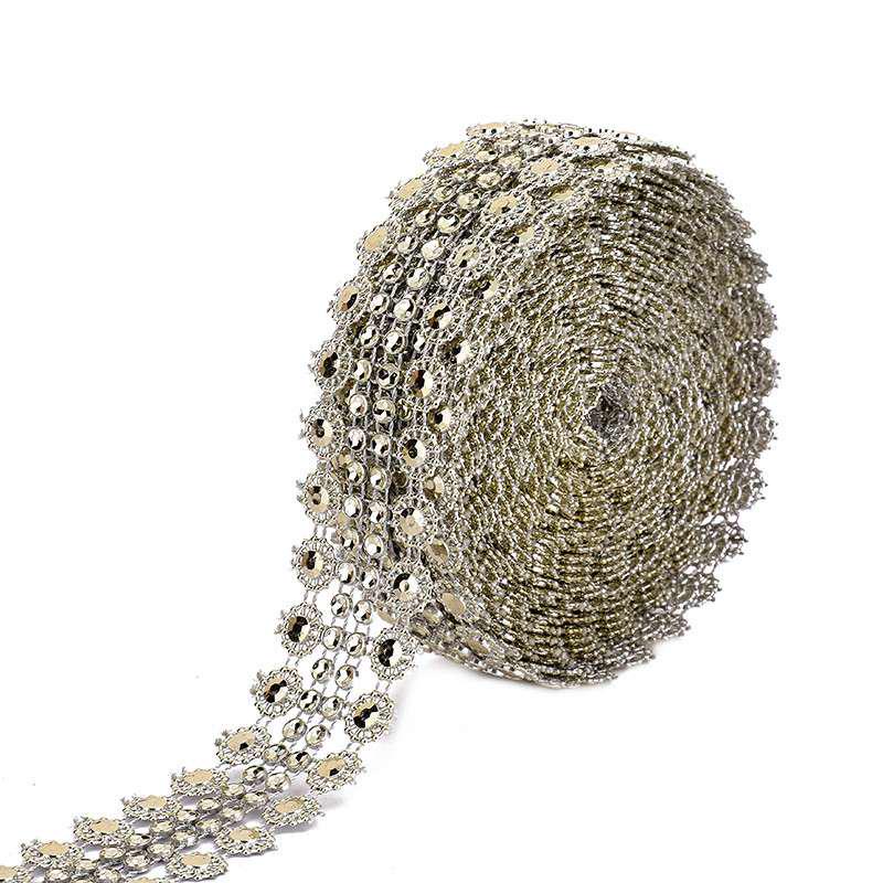 5 Yards Crystal Diamante Rhinestone Chain Ribbon Trim Sewing Applique 5 Yards Crystal Diamante Rhinestone Chain Ribbon Trim Sewing Applique
