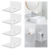4Pcs L-Shaped Acrylic Floating Shelf Wall Mounted Rack Strong Load-bearing Smooth Edge Easy To Install Clear Photo Picture Book Display Stand