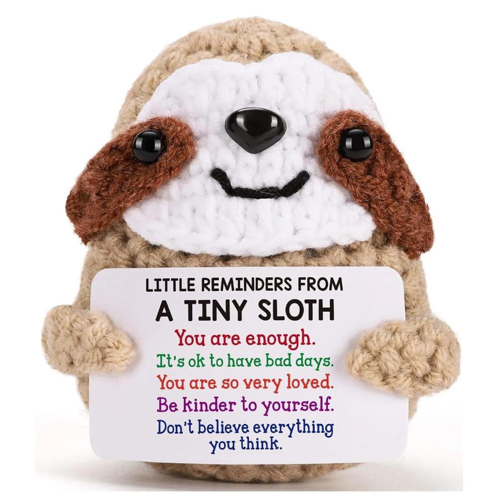 

Смешная Плетеная Вручную Чашка для Кофе с Положительной Энергией Поддержка Эмоциональная Домашняя Комната Декор Плюшевая Вязаная Кукла Подарок на День Рождения Рождество