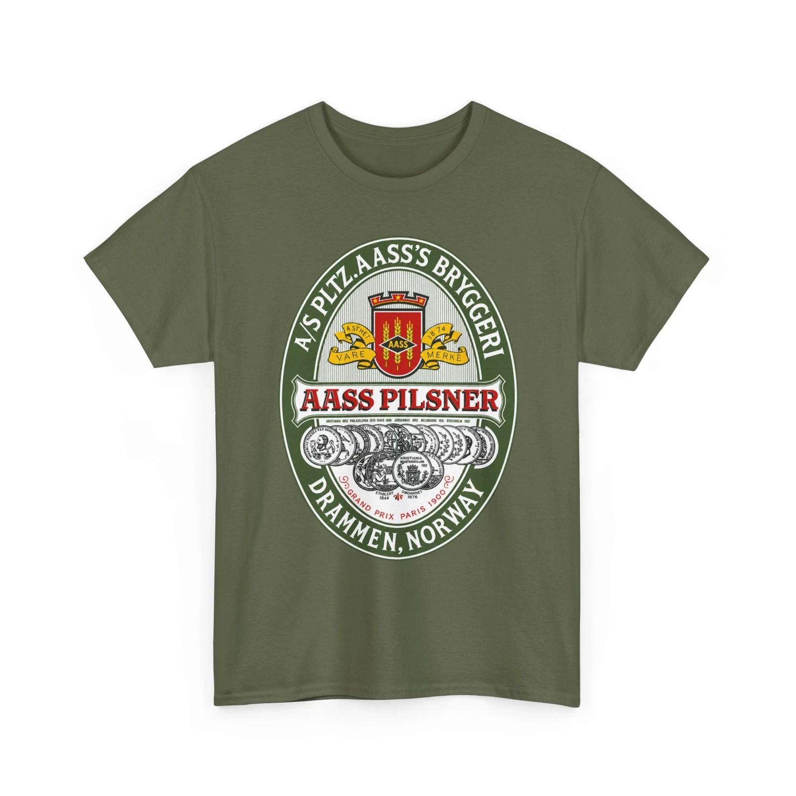 Aass Pilsner Beer Vintage Brewery Label Drammen Norway Retro Breweriana T-Sirt L