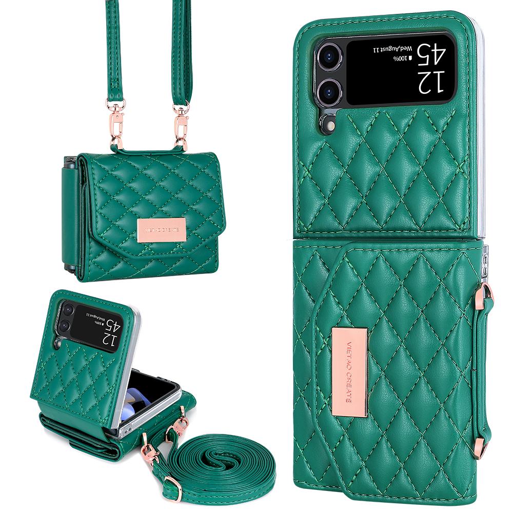 Z Flip 7 Leather Wallet Phone Cases with Cross Body Strap, Gilrs Purse Phone Case for Samsung Galaxy Z Flip 6 5 4 3, Pink
