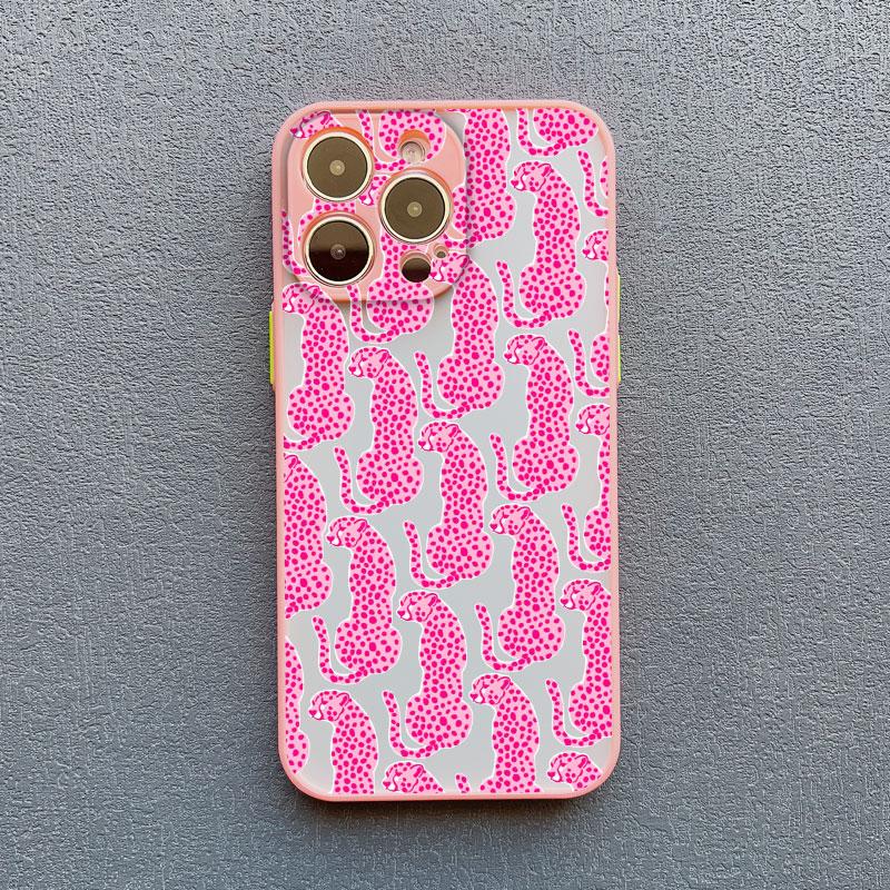 Pink Leopard Print Pattern Phone Case For iPhone 16 15 Pro Max Plus 17 Pro Max 14 13 Mini 12 11 Pro Max Shockproof Back Covers