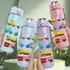 1PC Multi Truck Toy Vehicle Kid Pattern 750ml Color Plastic Sports Water Bottle Leakproof Flip Straw Lid Suitable for Sports Office Home Use
