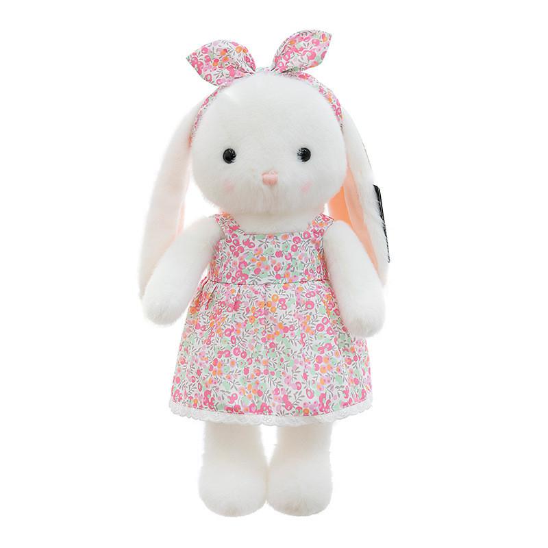 Plush Rabbit Doll With Flower Dress For Kids Girls Gift And Bedroom Decor