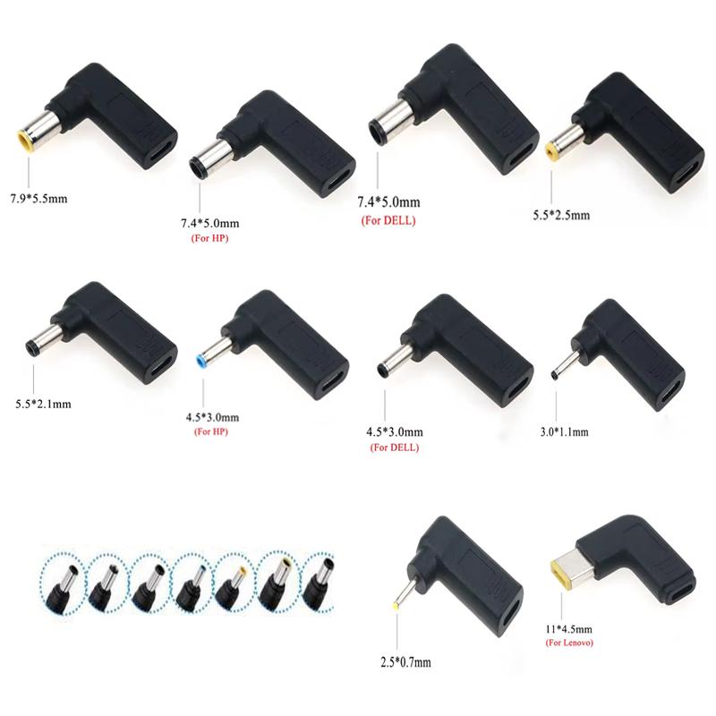 TypeC Female To Dc Laptop Power Adapter Connector Elbow Plug Compatible With For Lenovo Asus Hp Dell Acer - Charging Accessories